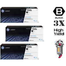3 PACK Genuine Hewlett Packard HP134X Black High Yield Toner Cartridge 3 PACK Genuine Hewlett Packard HP134X Black High Yield Toner Cartridge