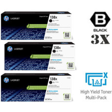 3 PACK Genuine Hewlett Packard HP 138X W1380X combo Laser Toner Cartridge