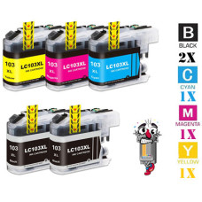 5 PACK Brother LC103 combo Ink Cartridges Remanufactured